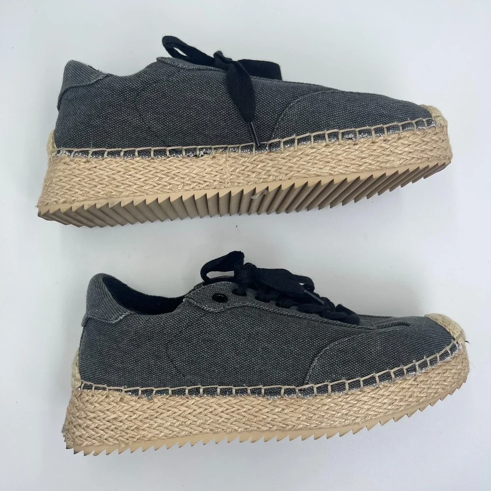 JLO Jennifer Lopez Lolan Espadrille‎ Sneakers Womens US 7M Black Platform Shoes